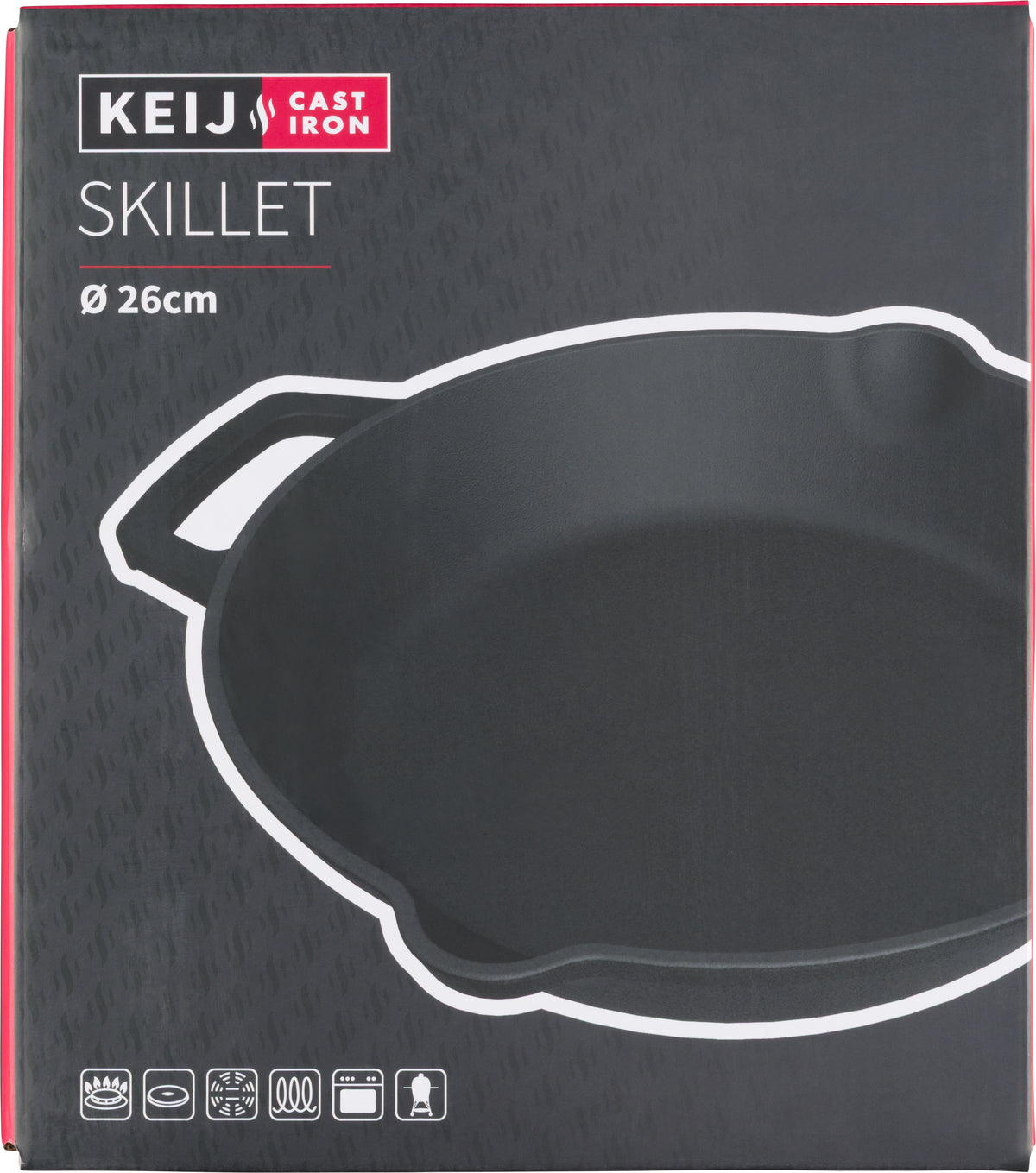 Keij - Gietijzeren pan - Skillet -  30 cm - 2 handvatten - zwart geëmailleerd