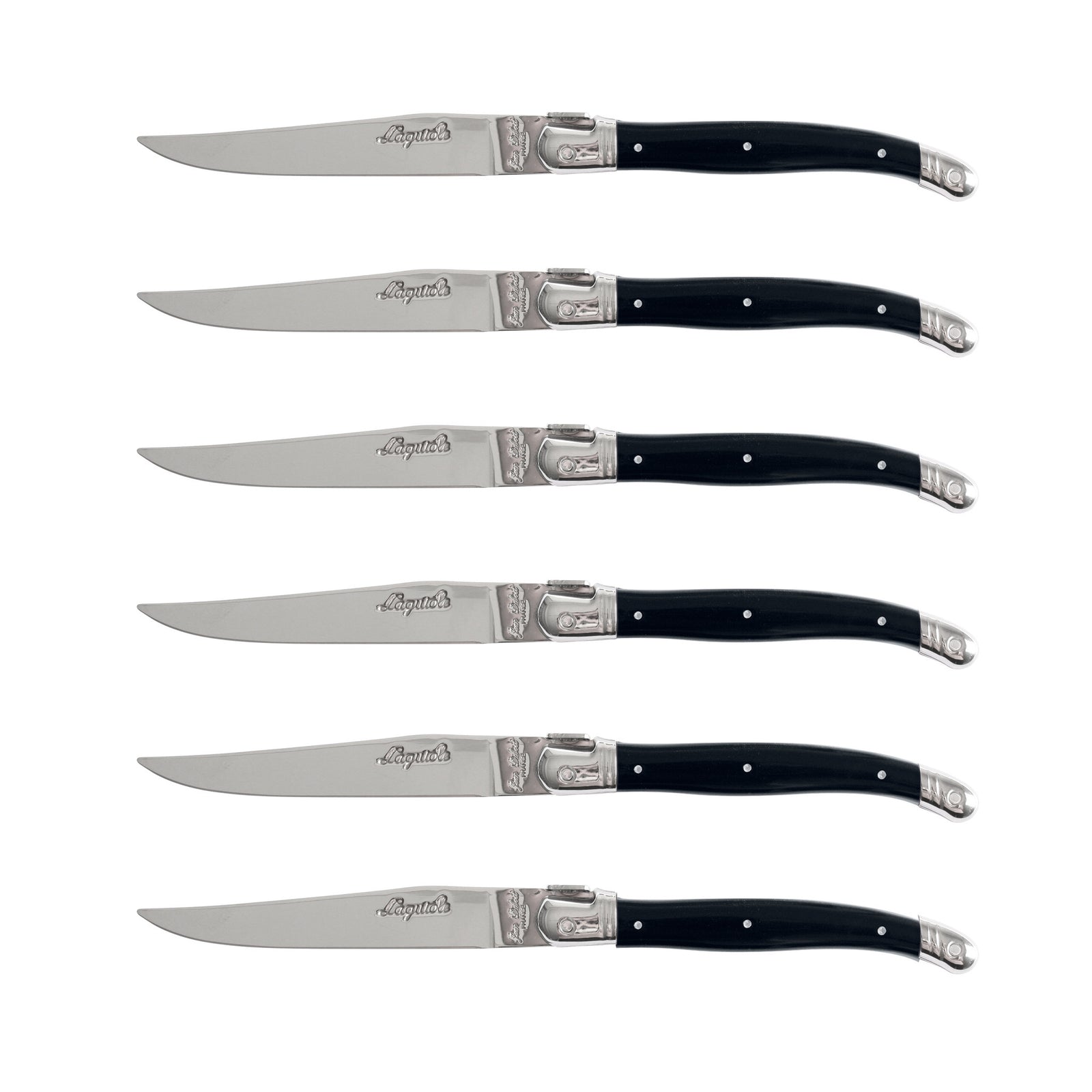 Jean Dubost Laguiole 6 steakmessen - Exclusive -zwart -1,5 mm